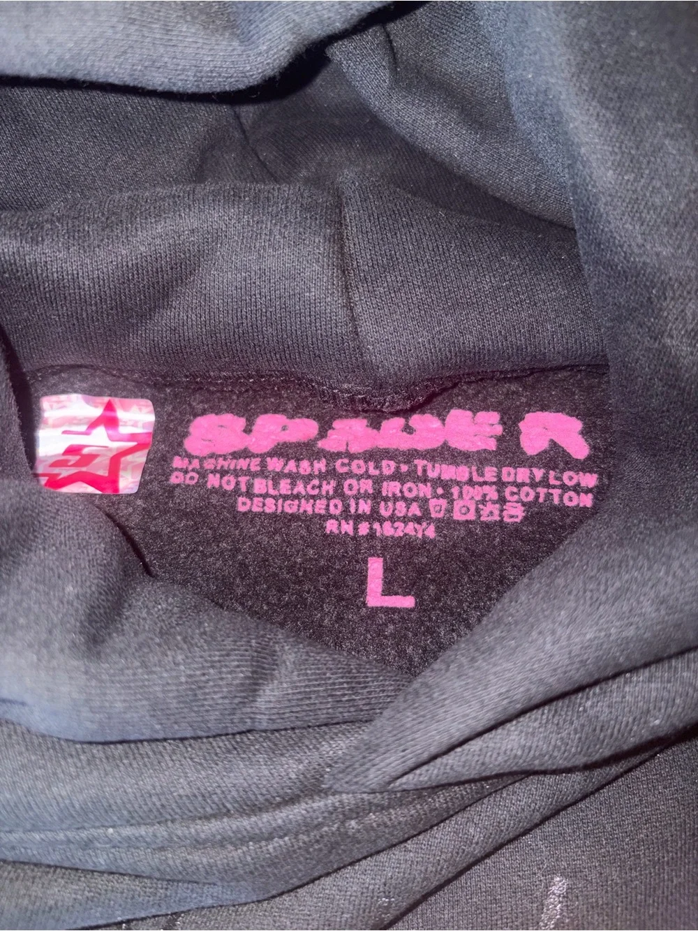 Black Graphic Hooded Sweatshirt with Pink 'pok!' Logo